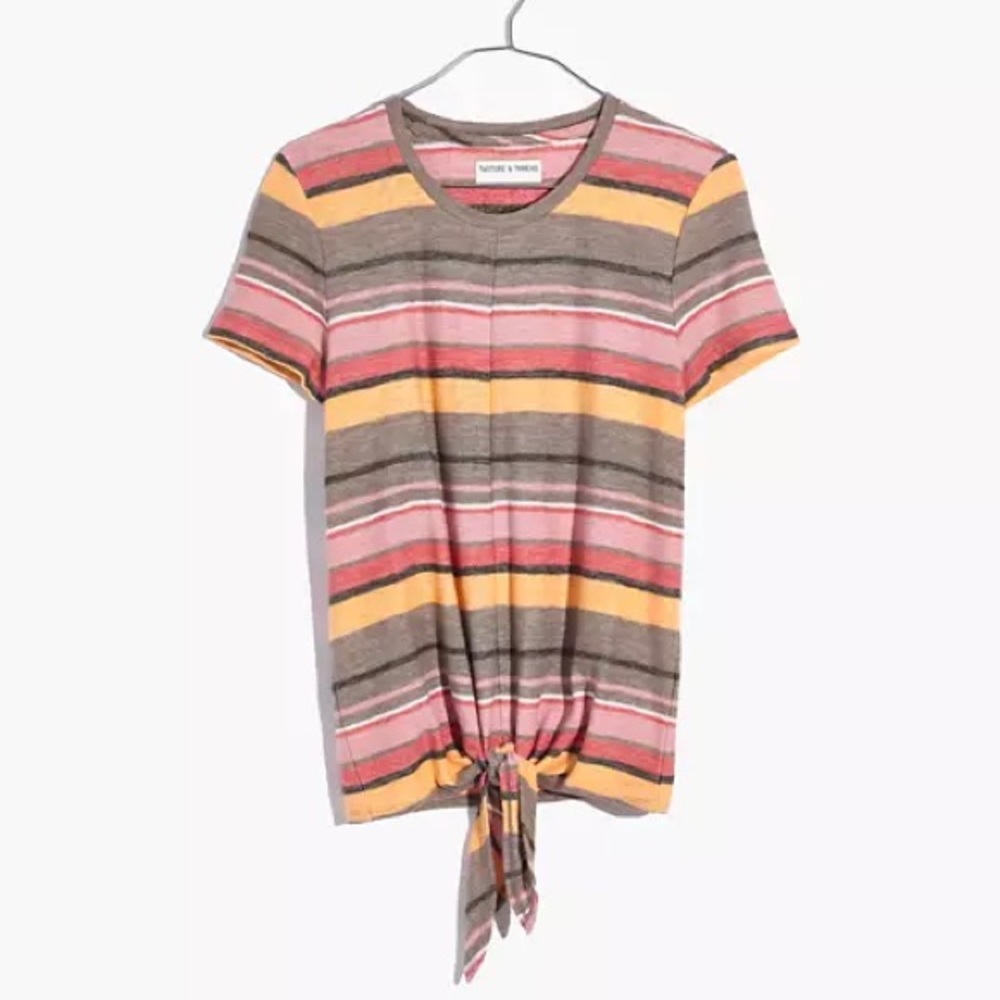 Madewell Texture & Thread Tie-Front Striped Top
